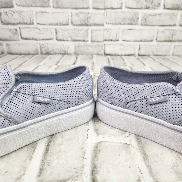 Vans Asher Deluxe Perforated Platform Women's Sz 8 Sky Blue Leather Slip-On Shoe - Picture 4 of 10